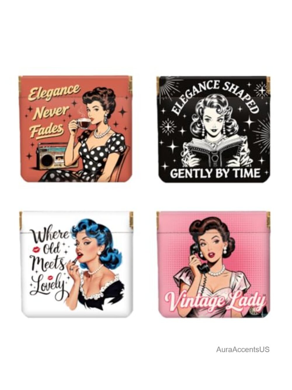 PU Leather Retro Coin Purse Set of 4 Squeeze Pouch